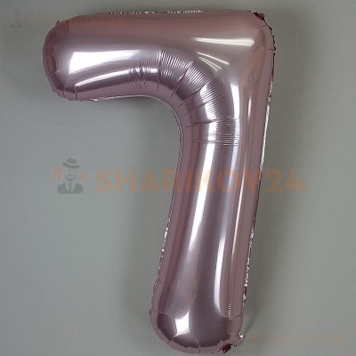Шар (34''/86 см) Цифра, 7 Slim, Светло-розовый